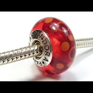 Authentic Pandora Red Bubbles Murano Charm